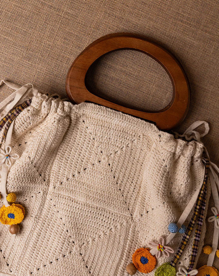 Handmade Moonbeam crochet bag, eco-friendly shoulder bag by The Mango House Trust