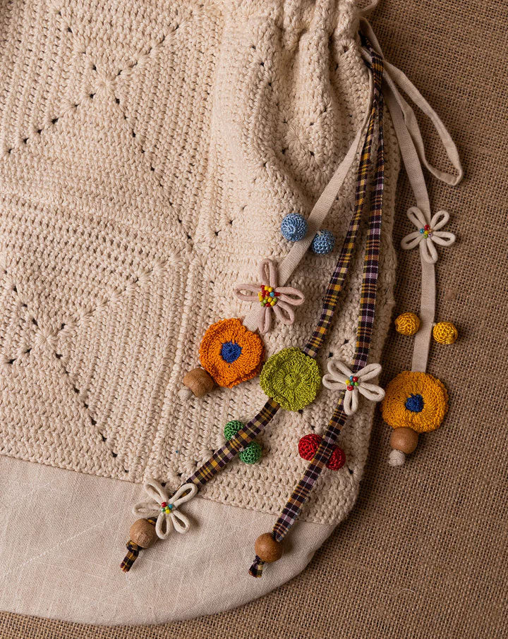 Handmade Moonbeam crochet bag, eco-friendly shoulder bag by The Mango House Trust