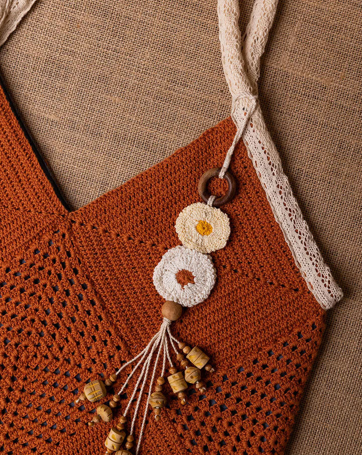Amber Sunset crochet tote bag, handmade eco-friendly tote by The Mango House Trust