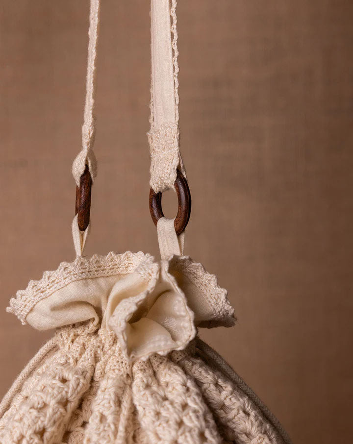 Twilight crochet potli bag, handmade eco-friendly pouch by The Mango House Trust