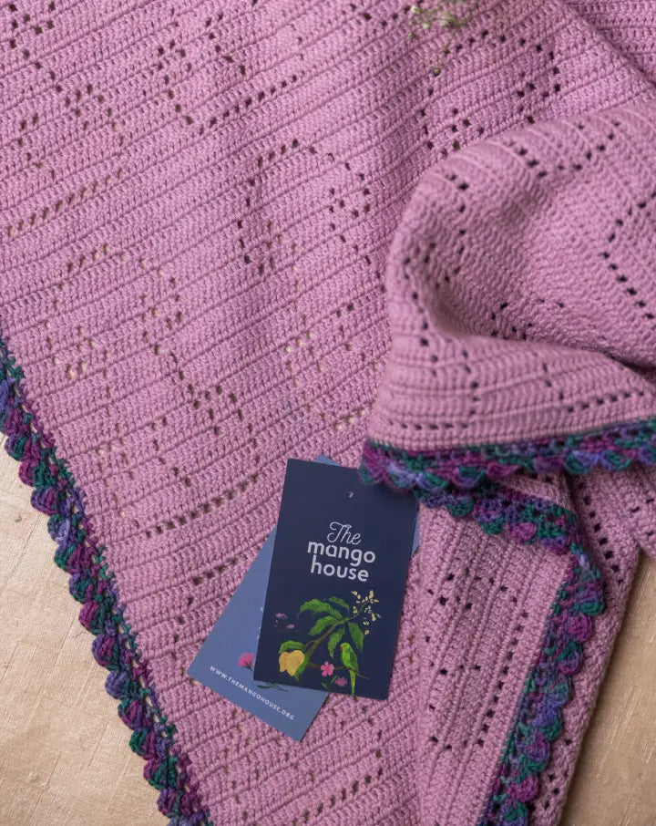 Lilac Puppy Blanket with Scallop Trim