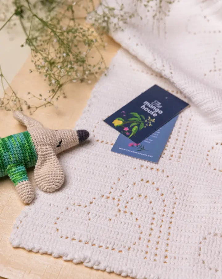 Ivory Rainbow Crochet Baby Blanket