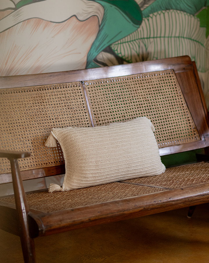 Elm crochet lumbar cushion cover, handmade by artisans at Mango House
