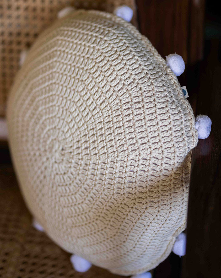 Moonshine crochet cushion cover, handmade elegant home decor by The Mango House Trust