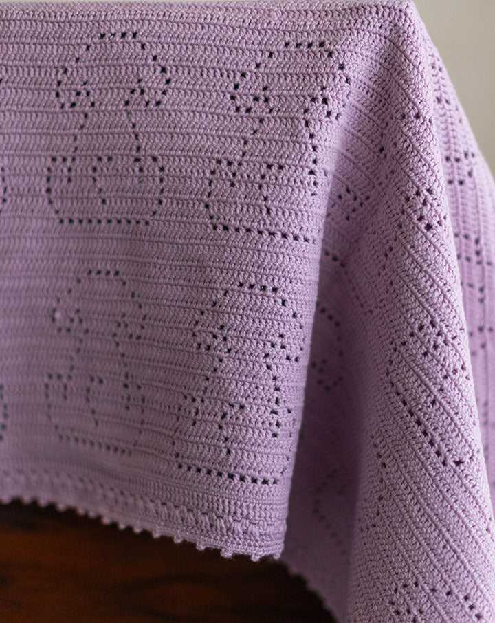 Lilac puppy crochet kids blanket, handmade soft baby blanket by The Mango House Trust