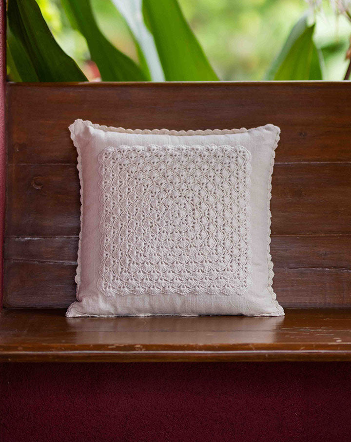 Sea shells crochet cushion cover, handmade coastal decor by Mango House