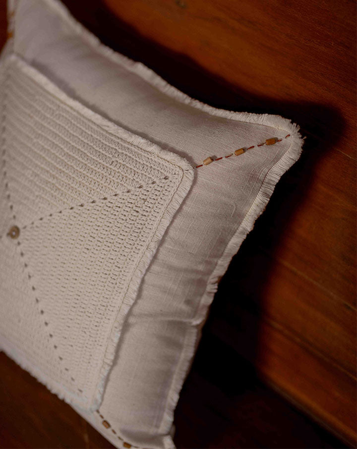 Space crochet cushion cover, handcrafted unique decor by Mango House
