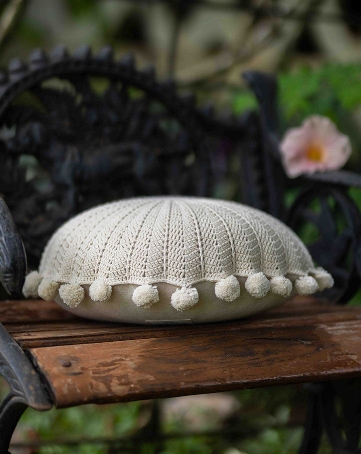Stardust crochet cushion cover, handcrafted ethereal home decor by The Mango House Trust