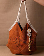 Amber Sunset crochet tote bag, handmade eco-friendly tote by The Mango House Trust