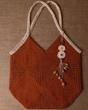 Amber Sunset crochet tote bag, handmade eco-friendly tote by The Mango House Trust