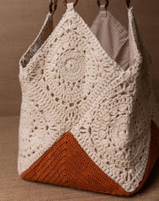 Autumn crochet bucket bag, handmade eco-friendly handbag by The Mango House Trust 