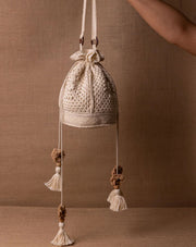 Twilight crochet potli bag, handmade eco-friendly pouch by The Mango House Trust