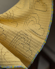 Lemon rainbow crochet kids blanket, handmade soft baby blanket by The Mango House Trust