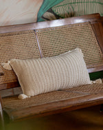 Flow crochet lumbar cushion cover, handcrafted cozy decor by The Mango House Trust