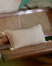 Flow crochet lumbar cushion cover, handcrafted cozy decor by The Mango House Trust