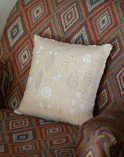 Forest crochet cushion cover, handcrafted earthy home decor by The Mango House Trust