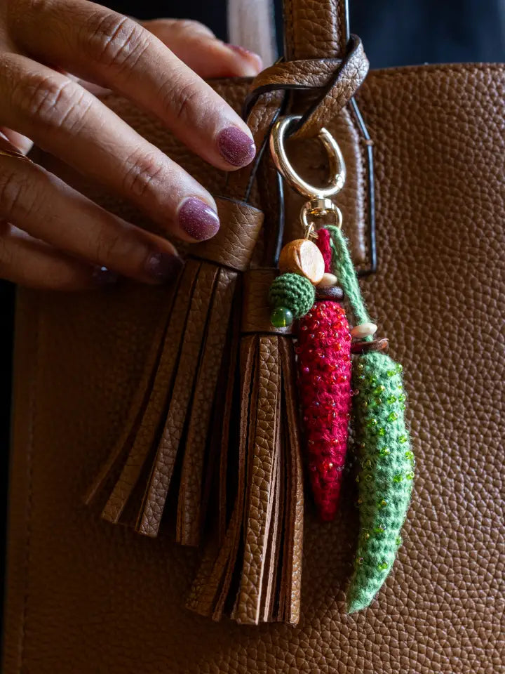 The Mango House Chillies Crochet Bag Charm
