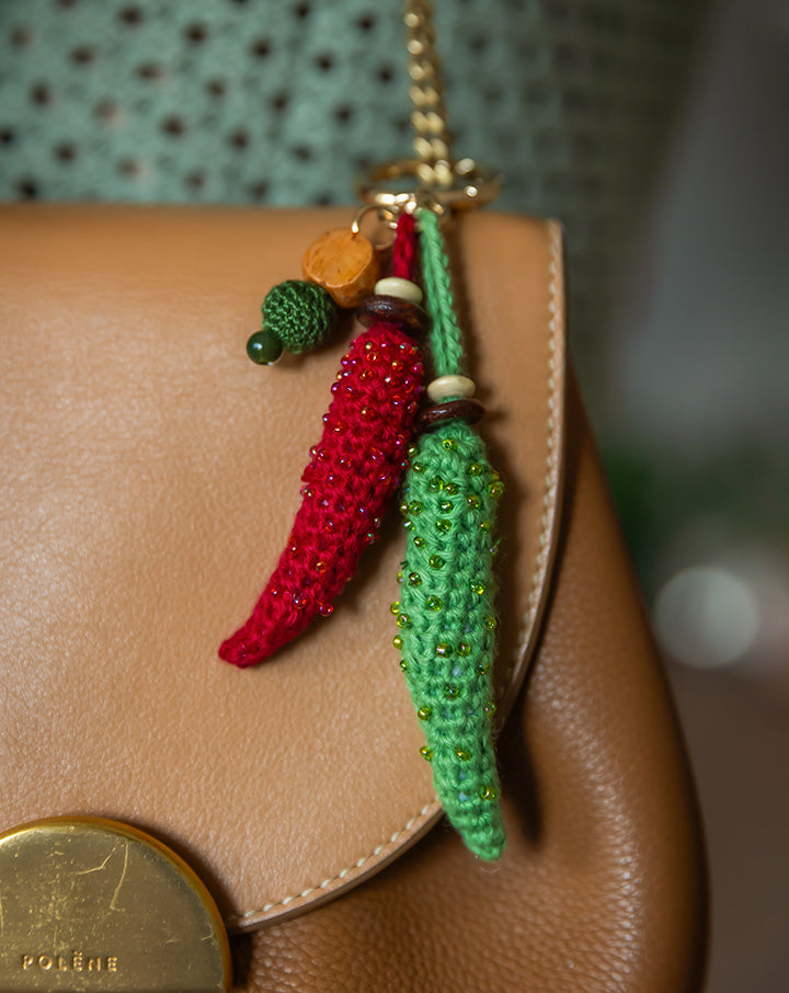 The Mango House Chillies Crochet Bag Charm