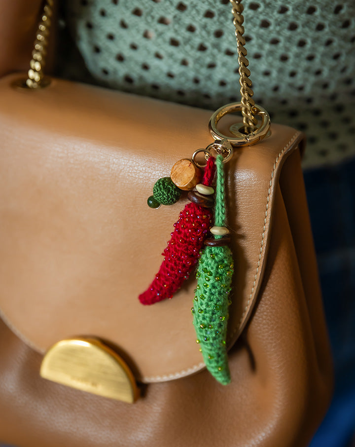 The Mango House Chillies Crochet Bag Charm