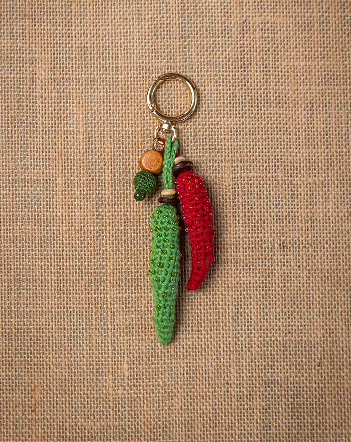 The Mango House Chillies Crochet Bag Charm