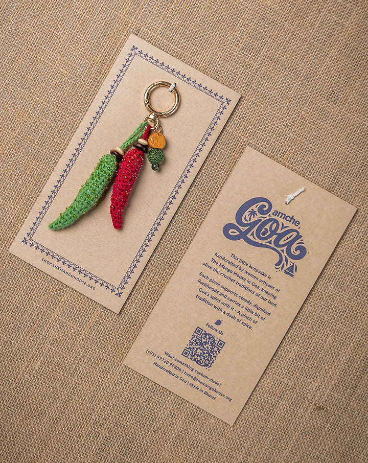 The Mango House Chillies Crochet Bag Charm