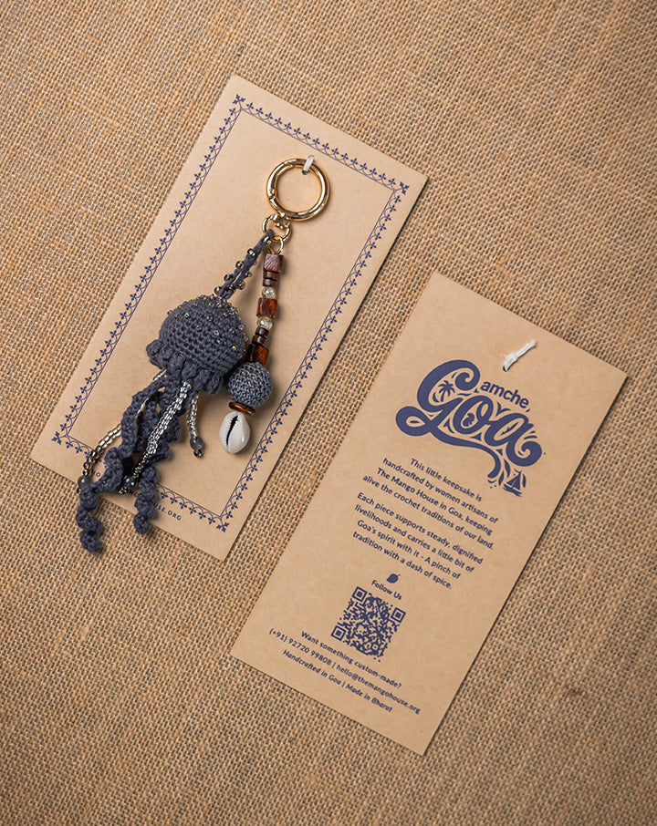 The Mango House Jelly Fish Crochet Bag Charm