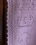 Lilac puppy crochet kids blanket, handmade soft baby blanket by The Mango House Trust