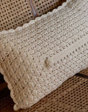 Sea shells lumbar crochet cushion cover, handcrafted coastal decor by The Mango House Trust